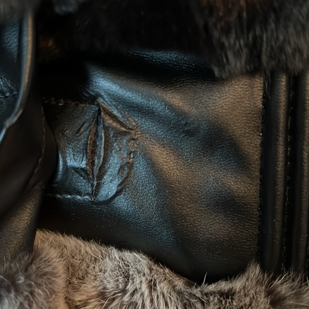 NWT Rex chinchilla coat with a hood )faux leather waist and sleeves) - Picture 5 of 8